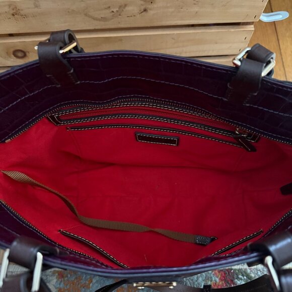 Dooney & Bourke Purple Oakdale Janie Tote Croc Embossed Leather Tote Bag Purse - Picture 11 of 15